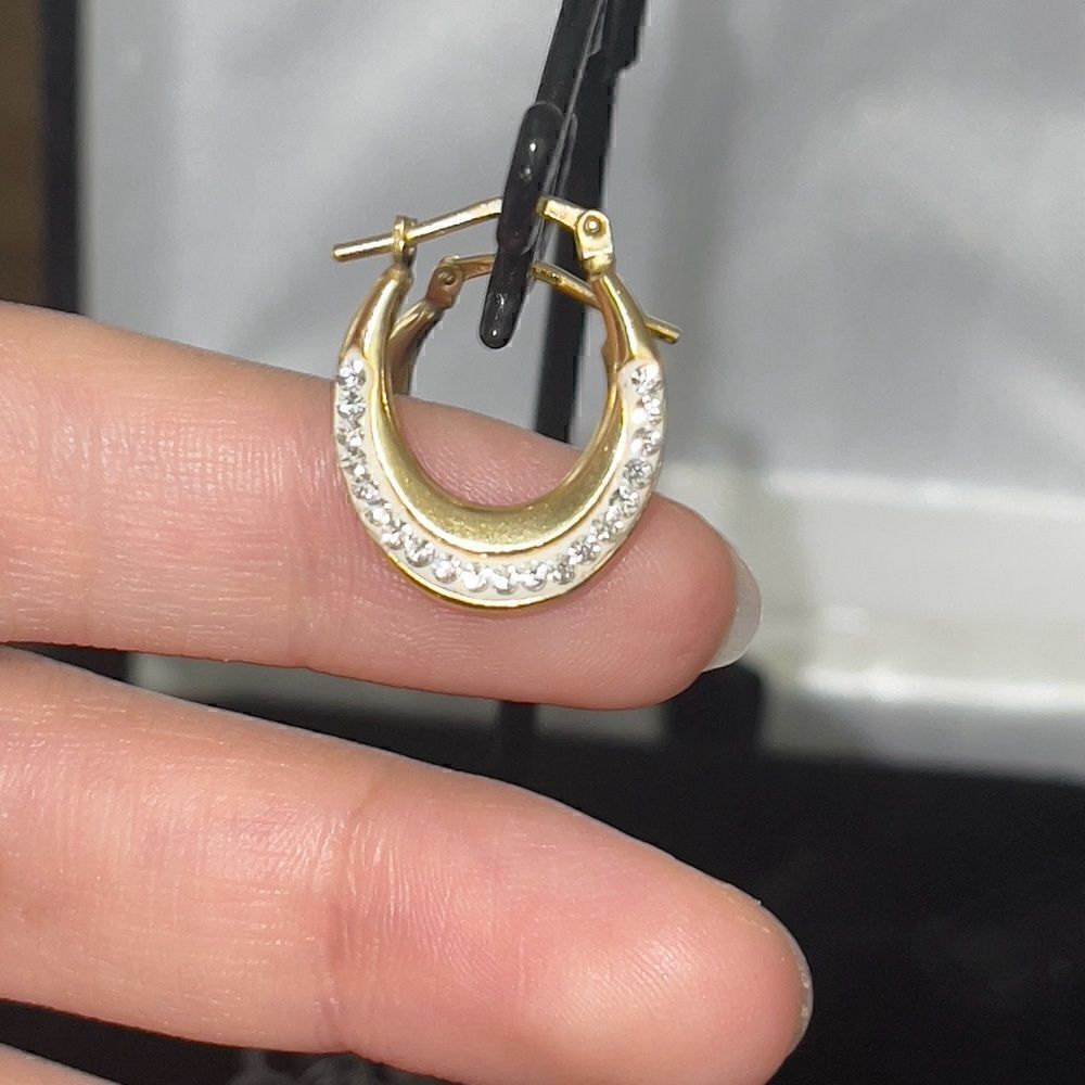 Gold plated 925 Jordan mom hoop earrings